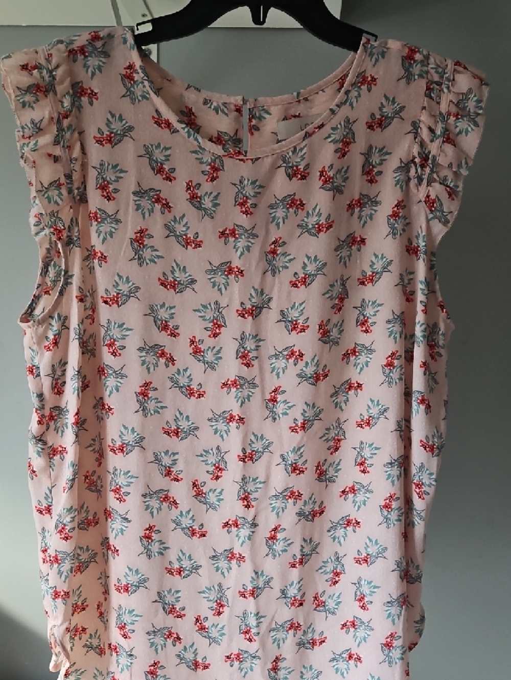 LOFT Pink Floral Ruffle-Sleeve Blouse - Picture 2 of 5
